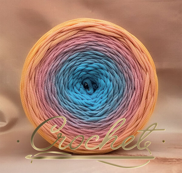 SZNUREK OMBRE POLIESTROWY 5mm – PŁASKI – PASTELOWY BUKIET 250m CROCHET