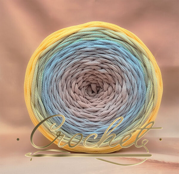 SZNUREK OMBRE POLIESTROWY 5mm – PŁASKI – CHŁODNY UROK 245m CROCHET