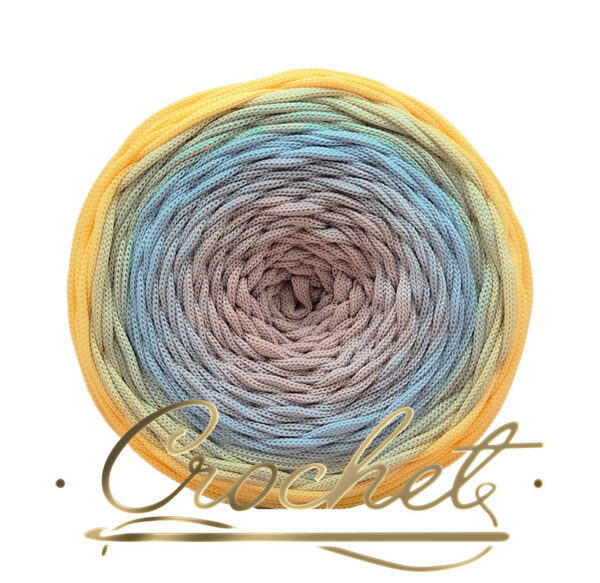 SZNUREK OMBRE POLIESTROWY 5mm – PŁASKI – CHŁODNY UROK 245m CROCHET