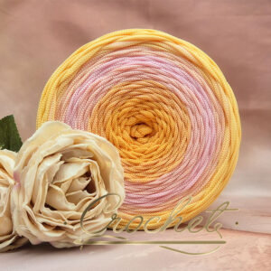 SZNUREK OMBRE POLIESTROWY 5mm PŁASKI – CROCHET – MIODOWY RÓŻ 240m