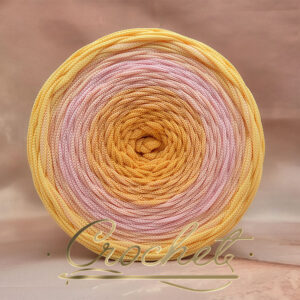 SZNUREK OMBRE POLIESTROWY 5mm PŁASKI – CROCHET – MIODOWY RÓŻ 240m