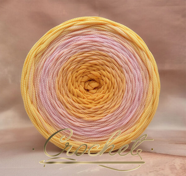 SZNUREK OMBRE POLIESTROWY 5mm PŁASKI – CROCHET – MIODOWY RÓŻ 245m