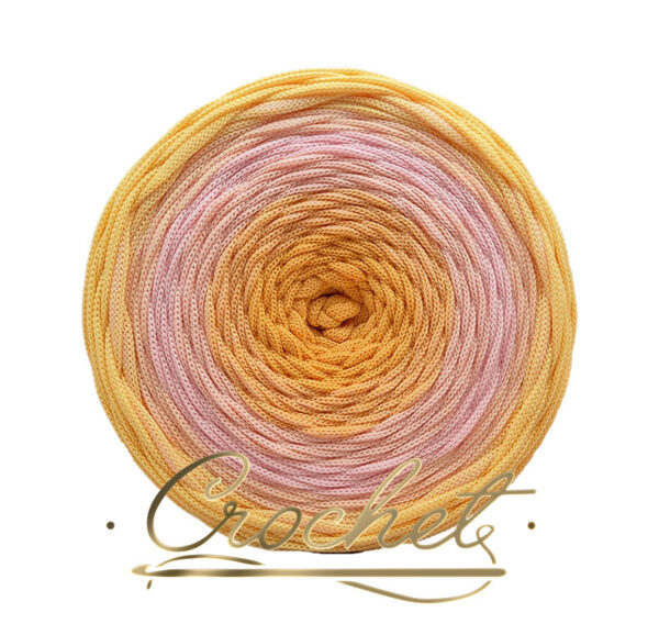 SZNUREK OMBRE POLIESTROWY 5mm PŁASKI – CROCHET – MIODOWY RÓŻ 245m