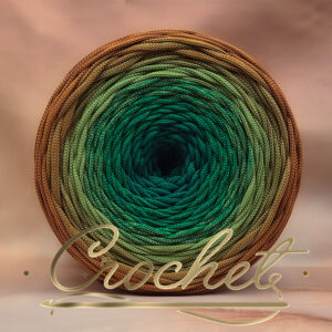 SZNUREK OMBRE POLIESTROWY 5mm – PŁASKI – LEŚNE KIWI 255m CROCHET