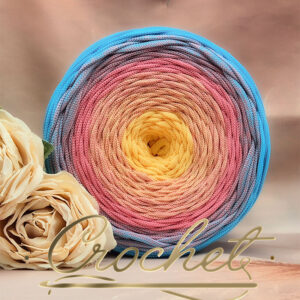 SZNUREK OMBRE POLIESTROWY 5mm – PŁASKI – PASTELOWY TWIST 245m CROCHET