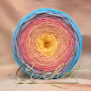 SZNUREK OMBRE POLIESTROWY 5mm – PŁASKI – PASTELOWY TWIST 245m CROCHET