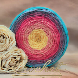 SZNUREK OMBRE POLIESTROWY 5mm – PŁASKI – TROPIKALNA CHWILA 240m CROCHET