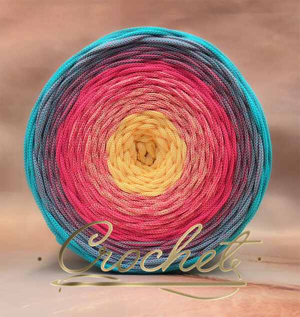 SZNUREK OMBRE POLIESTROWY 5mm – PŁASKI – TROPIKALNA CHWILA 240m CROCHET