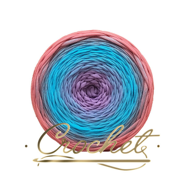 SZNUREK OMBRE POLIESTROWY 5mm PŁASKI – CROCHET – FLUFFEE 235m