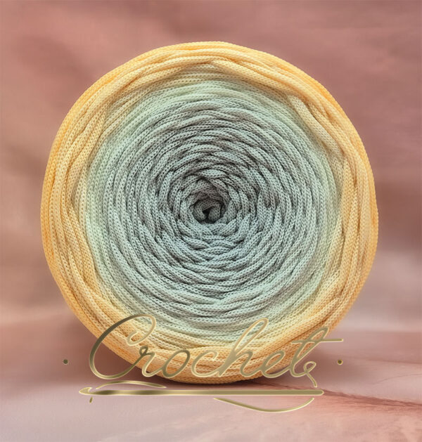 SZNUREK OMBRE POLIESTROWY 5mm PŁASKI – CROCHET – MIĘTOWA LEMONIADA 250m