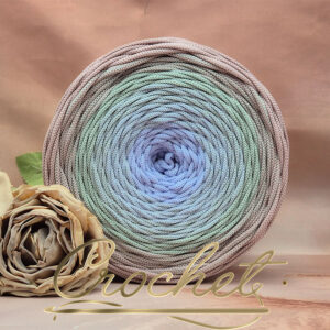 SZNUREK OMBRE POLIESTROWY 5mm PŁASKI – CROCHET – LODOWY SZEPT 250m