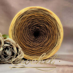 SZNUREK OMBRE POLIESTROWY 5mm PŁASKI – CROCHET – KARMELOWY SEN 240m