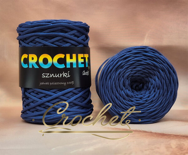 SZNUREK POLIESTROWY PŁASKI 5mm CROCHET – CIEMNY JEANS 100mb
