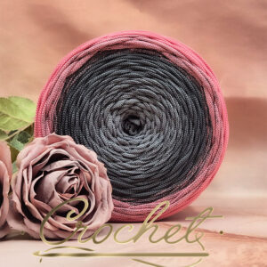 SZNUREK OMBRE POLIESTROWY 5mm PŁASKI – CROCHET – SŁODKIE SZAROŚCI 245m