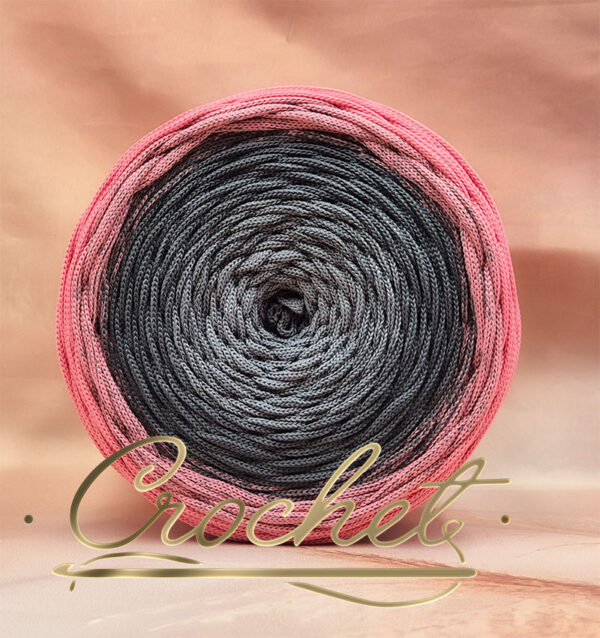 SZNUREK OMBRE POLIESTROWY 5mm PŁASKI – CROCHET – SŁODKIE SZAROŚCI 245m