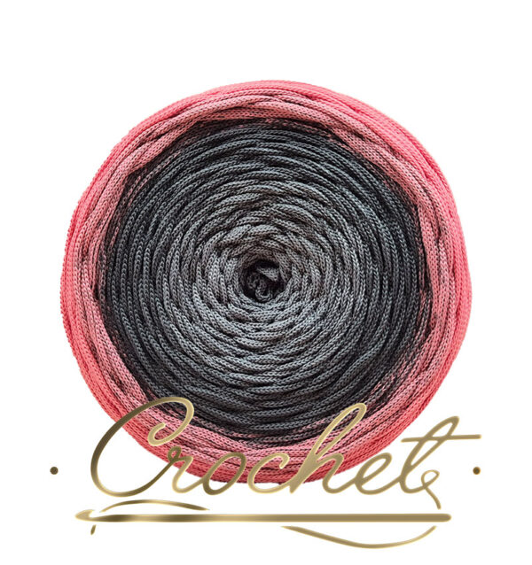 SZNUREK OMBRE POLIESTROWY 5mm PŁASKI – CROCHET – SŁODKIE SZAROŚCI 245m