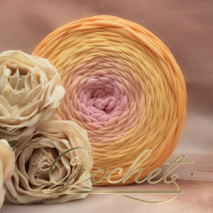 SZNUREK OMBRE POLIESTROWY 5mm PŁASKI – CROCHET – SŁONECZNA RÓŻA 240m
