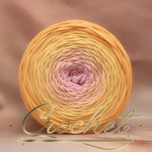 SZNUREK OMBRE POLIESTROWY 5mm PŁASKI – CROCHET – SŁONECZNA RÓŻA 240m