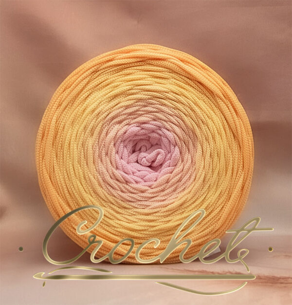 SZNUREK OMBRE POLIESTROWY 5mm PŁASKI – CROCHET – SŁONECZNA RÓŻA 240m