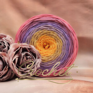 SZNUREK OMBRE POLIESTROWY 5mm PŁASKI – CROCHET – WSCHODZĄCE SŁOŃCE 230m