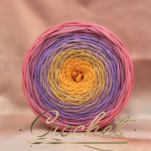 SZNUREK OMBRE POLIESTROWY 5mm PŁASKI – CROCHET – WSCHODZĄCE SŁOŃCE 230m