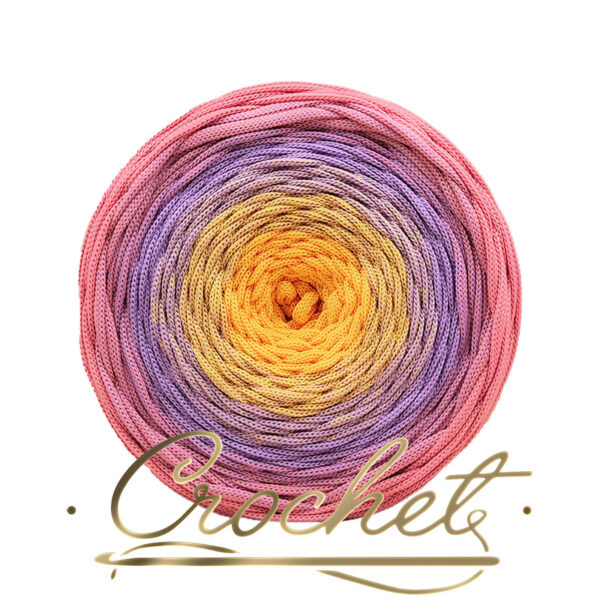 SZNUREK OMBRE POLIESTROWY 5mm PŁASKI – CROCHET – WSCHODZĄCE SŁOŃCE 245m