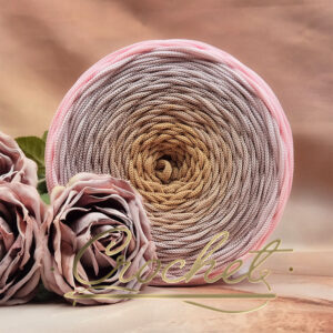 SZNUREK OMBRE POLIESTROWY 5mm PŁASKI – CROCHET – RÓŻOWE  ZŁOTO 250m