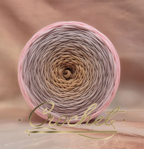 SZNUREK OMBRE POLIESTROWY 5mm PŁASKI – CROCHET – RÓŻOWE ZŁOTO  255m