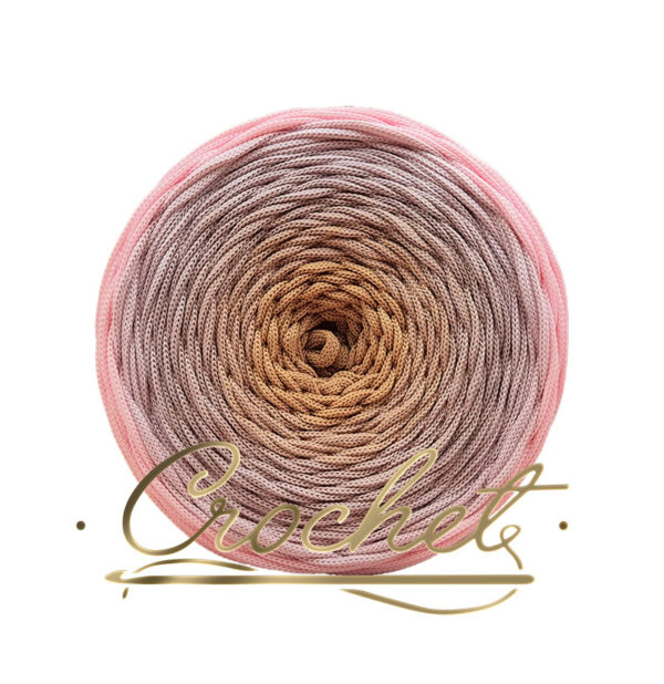 SZNUREK OMBRE POLIESTROWY 5mm PŁASKI – CROCHET – RÓŻOWE ZŁOTO  255m