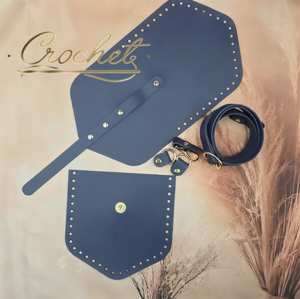ZESTAW SKÓRZANY BAZA ASTRID – CROCHET – CIEMNY JEANS OKUCIA ZŁOTE