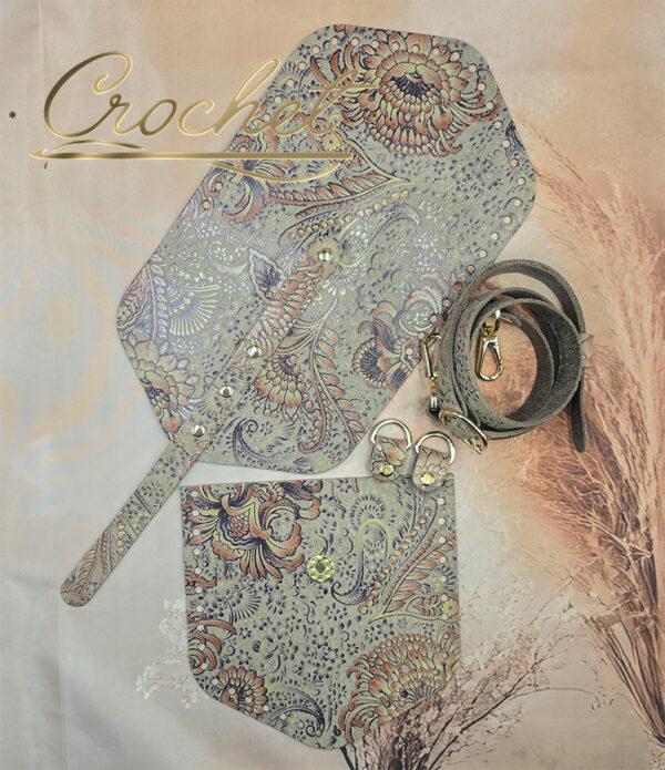 ZESTAW SKÓRZANY BAZA ASTRID – CROCHET – WRZOSOWO BEŻOWY PRINT BEIGE EDITION