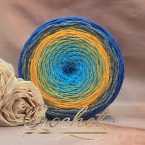 SZNUREK OMBRE POLIESTROWY 5mm – PŁASKI – SŁONECZNA BRYZA 250m CROCHET