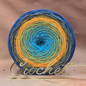 SZNUREK OMBRE POLIESTROWY 5mm – PŁASKI – SŁONECZNA BRYZA 250m CROCHET