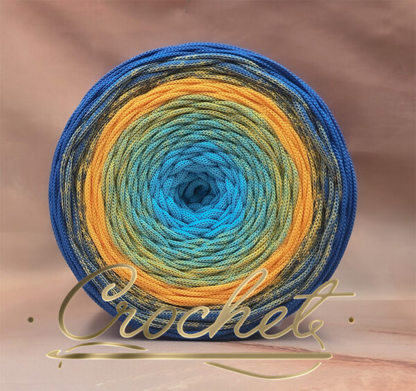 SZNUREK OMBRE POLIESTROWY 5mm – PŁASKI – SŁONECZNA BRYZA 260m CROCHET