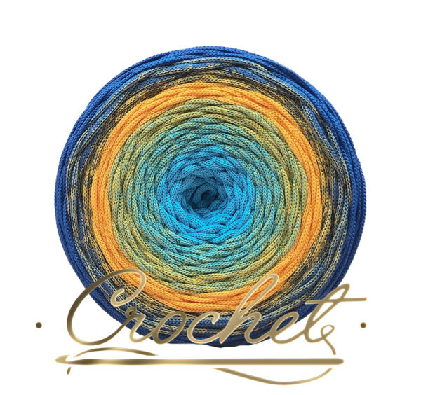 SZNUREK OMBRE POLIESTROWY 5mm – PŁASKI – SŁONECZNA BRYZA 260m CROCHET