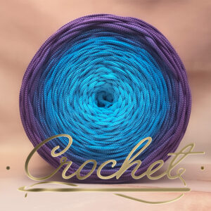 SZNUREK OMBRE POLIESTROWY 5mm – PŁASKI – WRZOSOWA LAGUNA 240m CROCHET