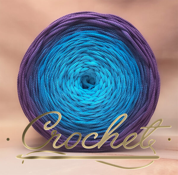 SZNUREK OMBRE POLIESTROWY 5mm – PŁASKI – WRZOSOWA LAGUNA 240m CROCHET