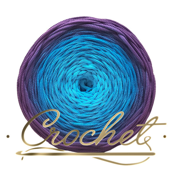 SZNUREK OMBRE POLIESTROWY 5mm – PŁASKI – WRZOSOWA LAGUNA 240m CROCHET