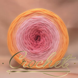 SZNUREK OMBRE POLIESTROWY 5mm – PŁASKI – KREMOWA RÓŻA 245m CROCHET