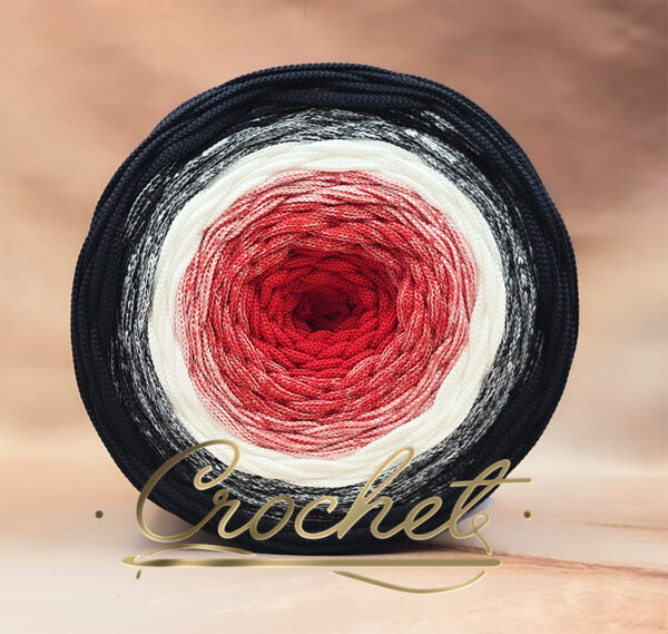 SZNUREK OMBRE POLIESTROWY 5mm – PŁASKI – ADMIRAŁ 235m CROCHET !!!3xłączenie NIE PRZESZKADZA W ROBÓTCE!!!