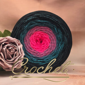 SZNUREK OMBRE POLIESTROWY 5mm – PŁASKI – FUKSJOWA GŁĘBIA 245m CROCHET !!!1xłączenie NIE PRZESZKADZA W ROBÓTCE!!!