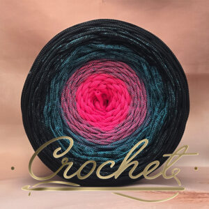 SZNUREK OMBRE POLIESTROWY 5mm – PŁASKI – FUKSJOWA GŁĘBIA 245m CROCHET !!!1xłączenie NIE PRZESZKADZA W ROBÓTCE!!!