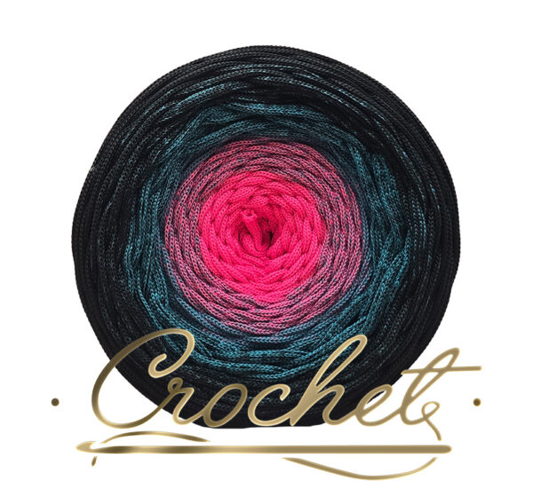 SZNUREK OMBRE POLIESTROWY 5mm – PŁASKI – FUKSJOWA GŁĘBIA 245m CROCHET !!!1xłączenie NIE PRZESZKADZA W ROBÓTCE!!!