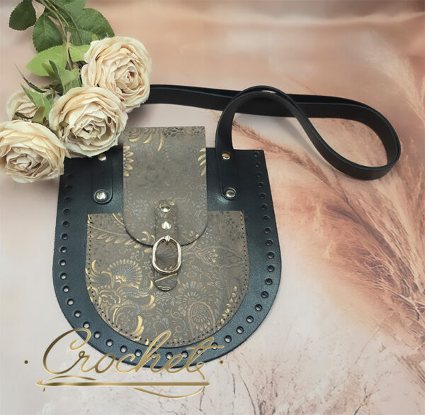 zestaw skórzany shopperka giulia zestaw skórzany do torebki na szydełku złoty print złoty ornament mokka oreo bag