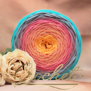 SZNUREK OMBRE POLIESTROWY 5mm – PŁASKI – HERBACIANA LAGUNA 250m CROCHET !!!1xłączenie NIE PRZESZKADZA  W ROBÓTCE!!!