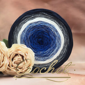 SZNUREK OMBRE POLIESTROWY 5mm – PŁASKI – KRÓLEWSKI BŁĘKIT 255m CROCHET