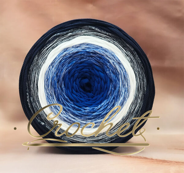 SZNUREK OMBRE POLIESTROWY 5mm – PŁASKI – KRÓLEWSKI BŁĘKIT 255m CROCHET
