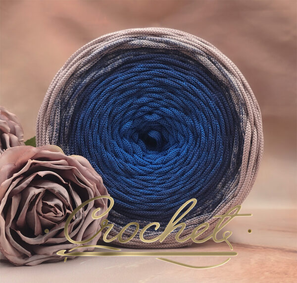 sznurek poliestrowy płaski ombre jasny chabrowy ciemny jeans brudny róż płaski 5mm