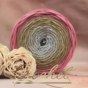 SZNUREK OMBRE POLIESTROWY 5mm – PŁASKI – ZŁOTA PRALINKA 240m CROCHET