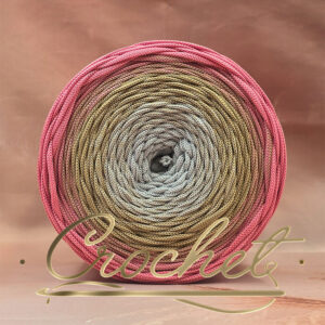 SZNUREK OMBRE POLIESTROWY 5mm – PŁASKI – ZŁOTA PRALINKA 240m CROCHET